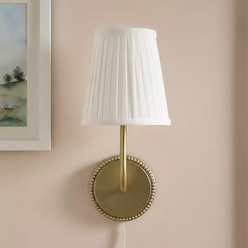 Veluna Vintage Brass Fabric Cone Wall Sconce