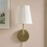 Veluna Vintage Brass Fabric Cone Wall Sconce