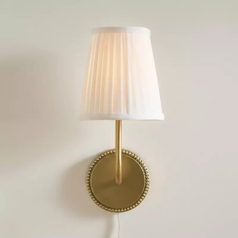 Veluna Vintage Brass Fabric Cone Wall Sconce