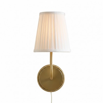 Veluna Vintage Brass Fabric Cone Wall Sconce