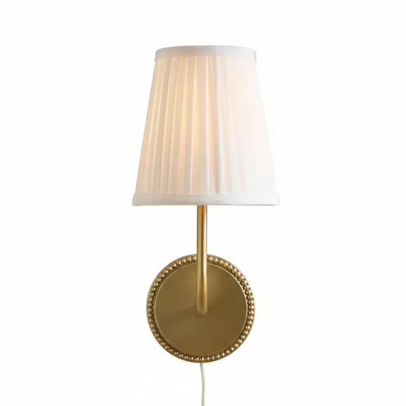 Veluna Vintage Brass Fabric Cone Wall Sconce