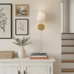 Veluna Vintage Brass Fabric Cone Wall Sconce