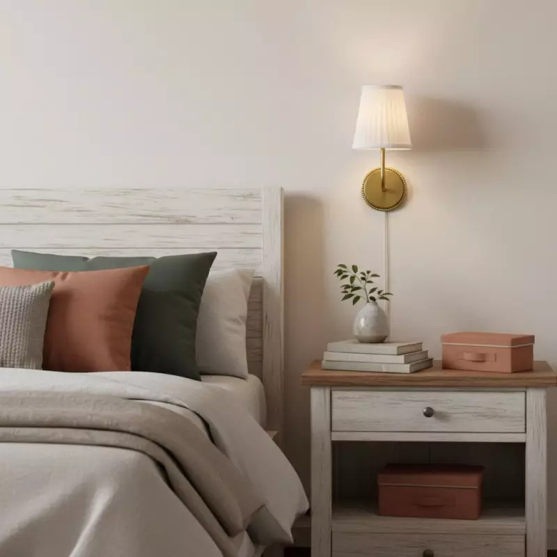 Veluna Vintage Brass Fabric Cone Wall Sconce