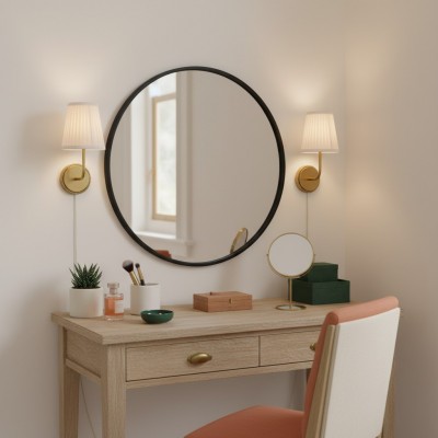 Veluna Vintage Brass Fabric Cone Wall Sconce