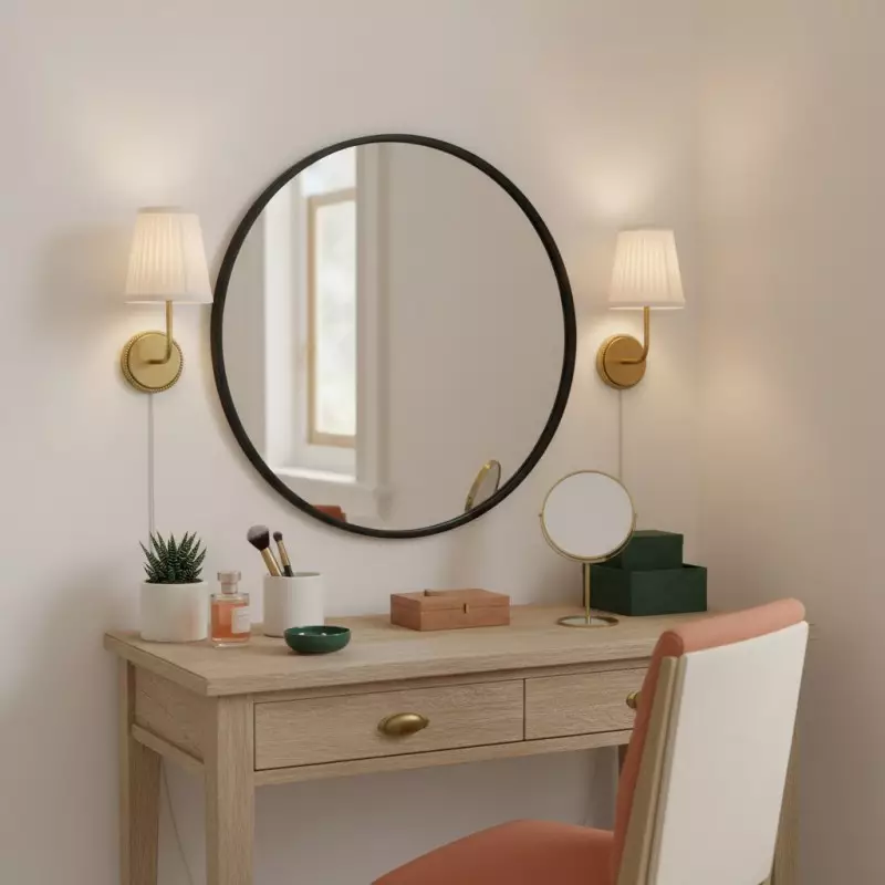 Veluna Vintage Brass Fabric Cone Wall Sconce