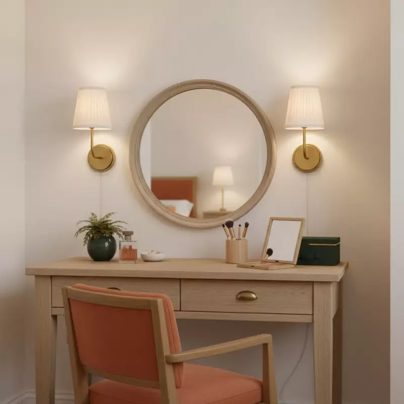 Veluna Vintage Brass Fabric Cone Wall Sconce