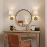 Veluna Vintage Brass Fabric Cone Wall Sconce