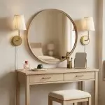 Veluna Vintage Brass Fabric Cone Wall Sconce