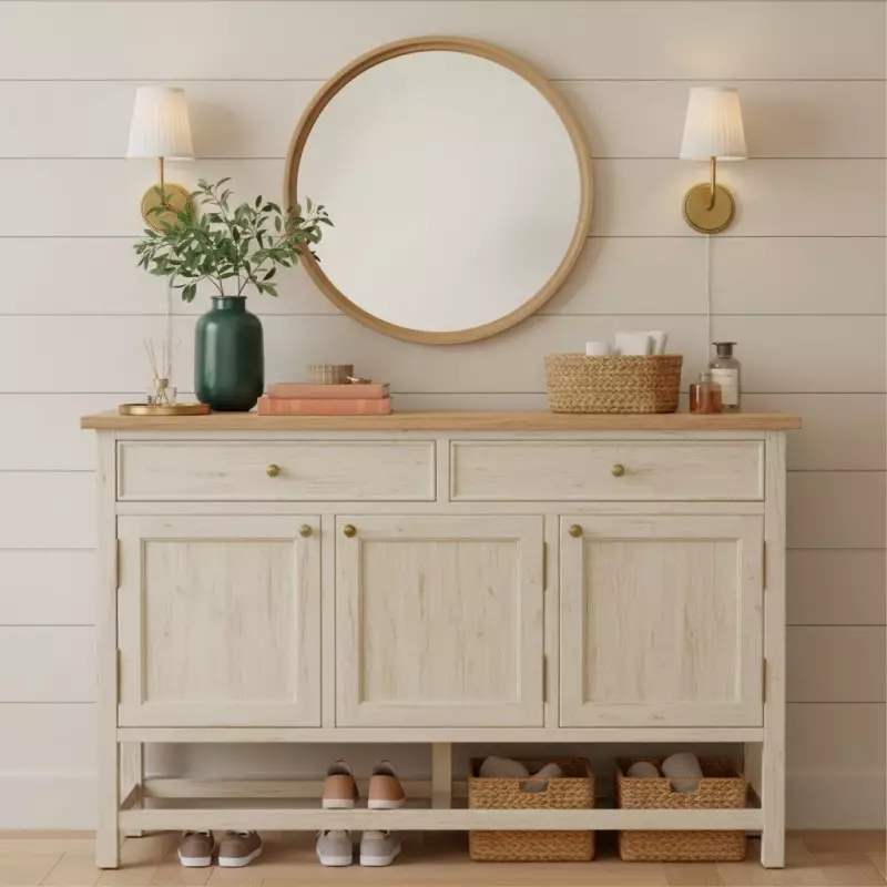 Veluna Vintage Brass Fabric Cone Wall Sconce