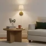 Veluna Vintage Brass Fabric Cone Wall Sconce