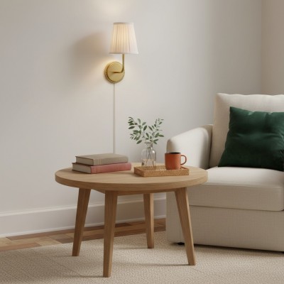 Veluna Vintage Brass Fabric Cone Wall Sconce