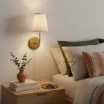 Veluna Vintage Brass Fabric Cone Wall Sconce