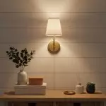 Veluna Vintage Brass Fabric Cone Wall Sconce