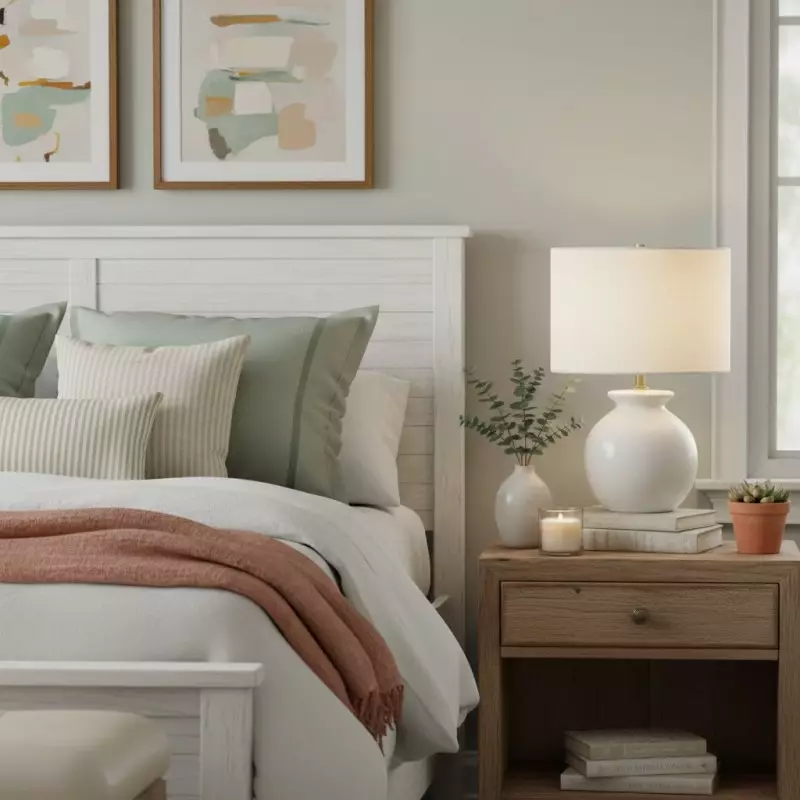 Sylune Modern Ceramic Fabric Round Table Light