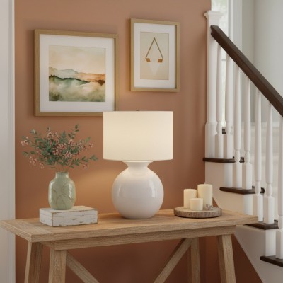 Sylune Modern Ceramic Fabric Round Table Light