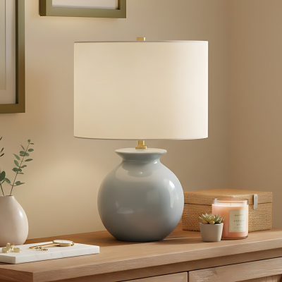 Sylune Modern Ceramic Fabric Round Table Light