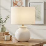 Sylune Modern Ceramic Fabric Round Table Light