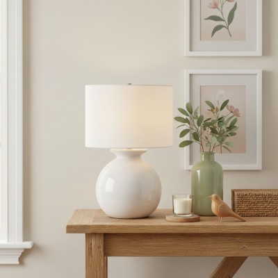 Sylune Modern Ceramic Fabric Round Table Light