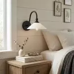 Cygnira Vintage Brass Glass Curved Neck Wall Light