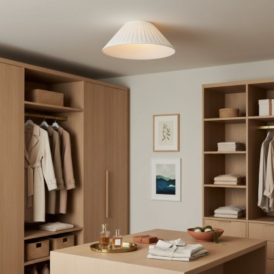 Zephiris Vintage Pleated Fabric Cone Ceiling Light