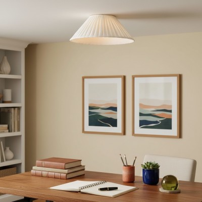 Zephiris Vintage Pleated Fabric Cone Ceiling Light