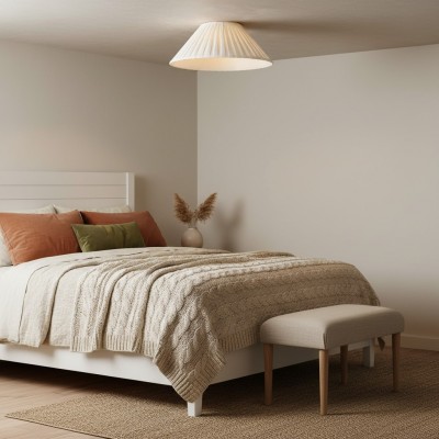 Zephiris Vintage Pleated Fabric Cone Ceiling Light