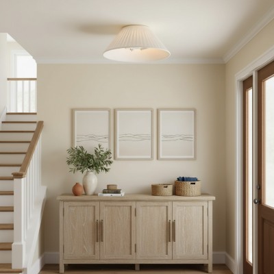 Zephiris Vintage Pleated Fabric Cone Ceiling Light