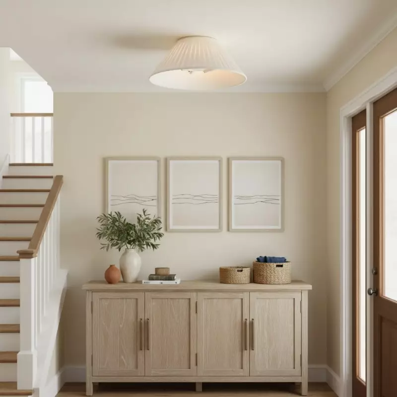 Zephiris Vintage Pleated Fabric Cone Ceiling Light