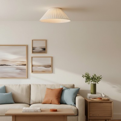 Zephiris Vintage Pleated Fabric Cone Ceiling Light