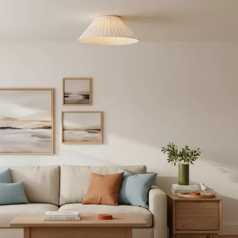 Zephiris Vintage Pleated Fabric Cone Ceiling Light