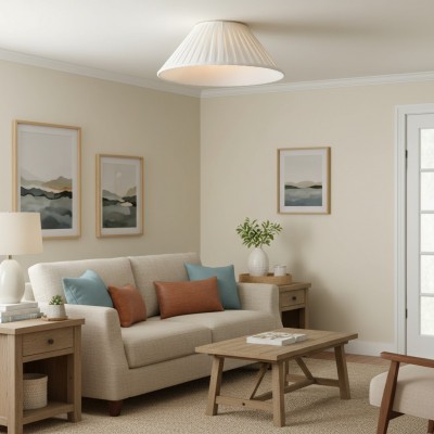 Zephiris Vintage Pleated Fabric Cone Ceiling Light