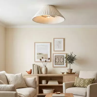 Zephiris Vintage Pleated Fabric Cone Ceiling Light
