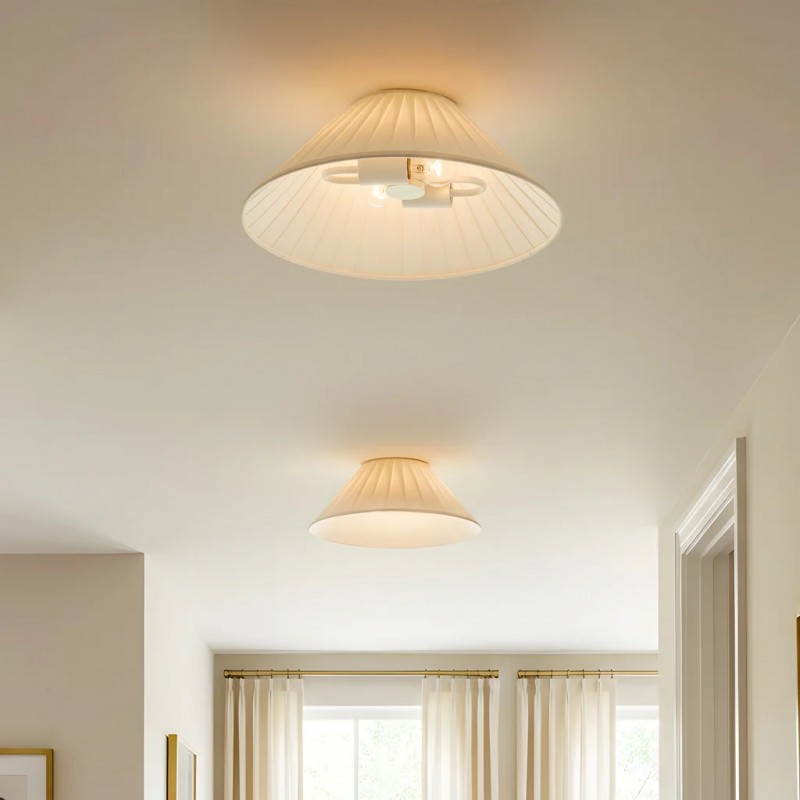 Zephiris Vintage Pleated Fabric Cone Ceiling Light