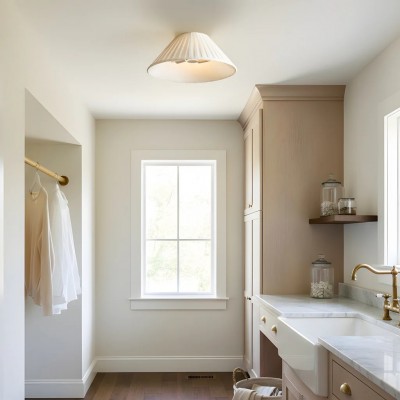 Zephiris Vintage Pleated Fabric Cone Ceiling Light