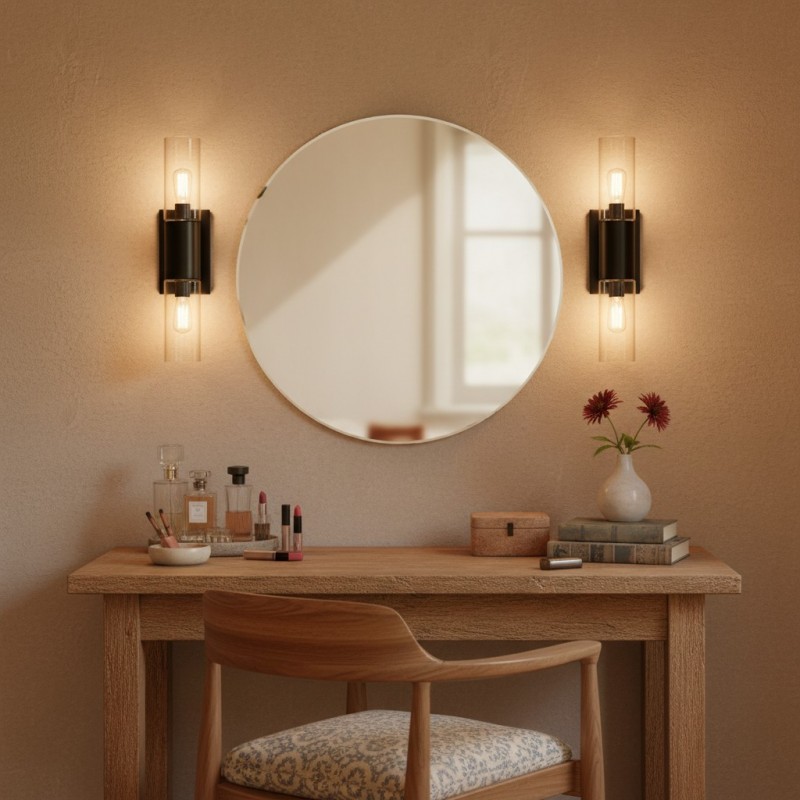 Zeylen Frances Water Ripple Glass Double Tube Sconce