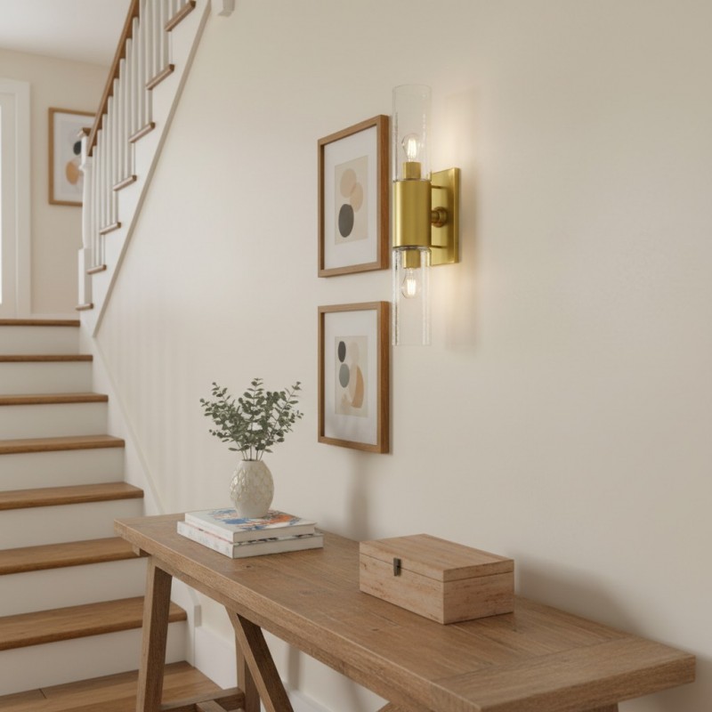 Zeylen Frances Water Ripple Glass Double Tube Sconce