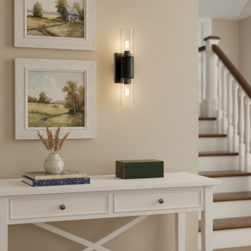 Zeylen Frances Water Ripple Glass Double Tube Sconce