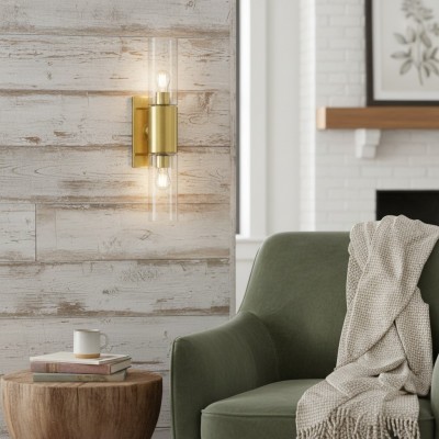 Zeylen Frances Water Ripple Glass Double Tube Sconce