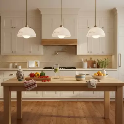 Bertie Farmhouse Alabaster Dome Pendant Light