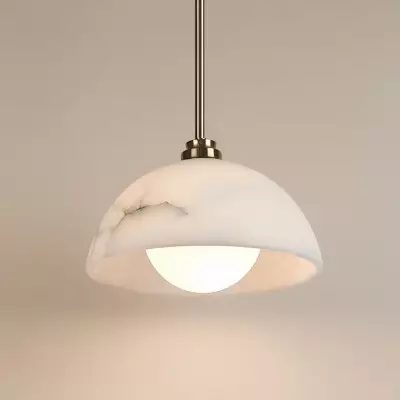 Bertie Farmhouse Alabaster Dome Pendant Light