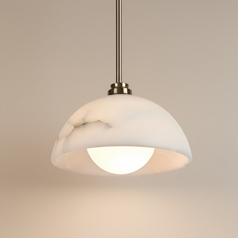 Bertie Farmhouse Alabaster Dome Pendant Light