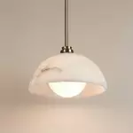 Bertie Farmhouse Alabaster Dome Pendant Light