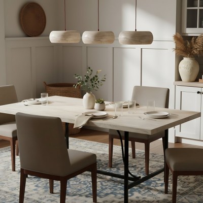 Veloria Scandinavian Travertine Round Pendant Light