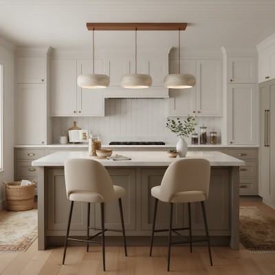 Veloria Scandinavian Travertine Round Pendant Light