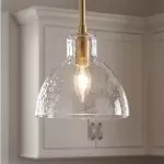 Vortan Antique Brass Green Glass Semi-Flush Mount Eloise Pendant Lamp