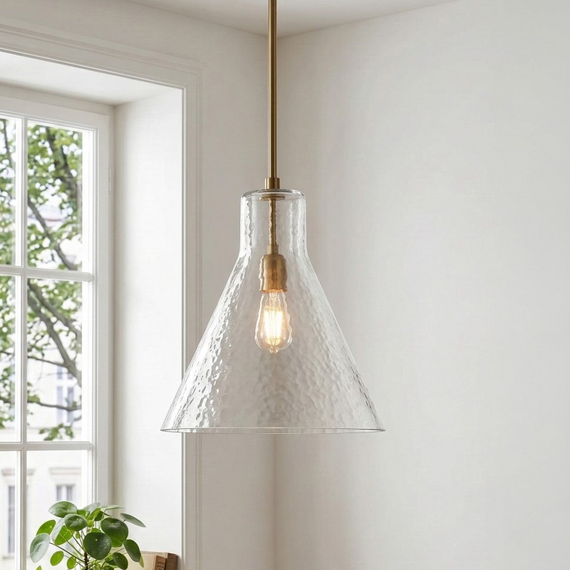 Oren Minimalist Conical Glass Flared Pendant Light
