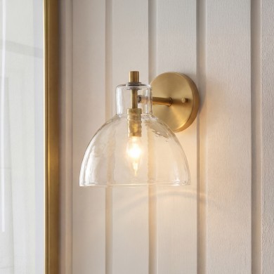 Keen Farmhouse Cooper Recycled Glass Dome Sconce
