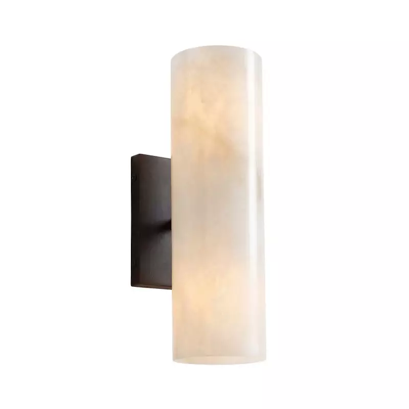 Yorix Alabaster Tube Bronze Finish Wall Sconce