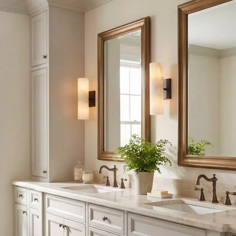 Yorix Alabaster Tube Bronze Finish Wall Sconce