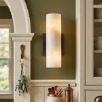 Yorix Alabaster Tube Bronze Finish Wall Sconce